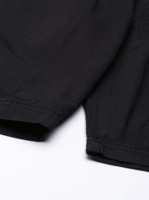 Black Slim Fit Solid Shorts