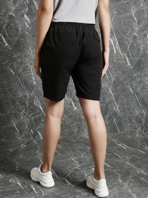 Black Slim Fit Solid Shorts