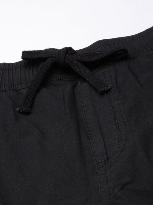 Black Slim Fit Solid Shorts