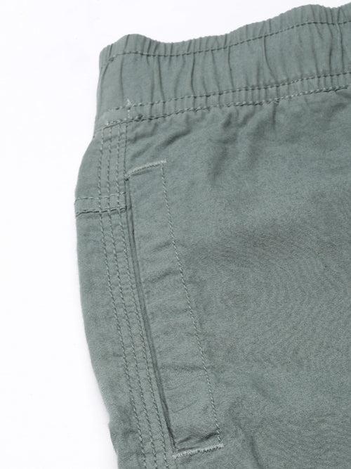 Forest Green Slim Fit Solid Shorts