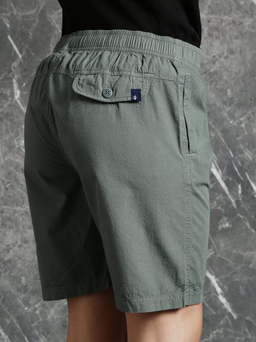 Forest Green Slim Fit Solid Shorts