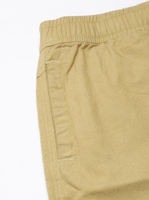 Khaki Slim Fit Solid Shorts