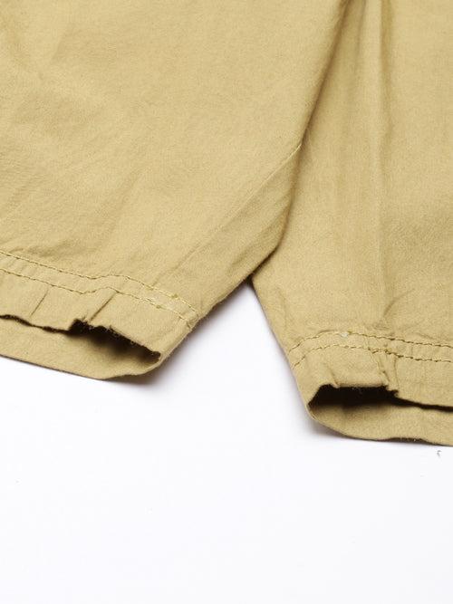 Khaki Slim Fit Solid Shorts