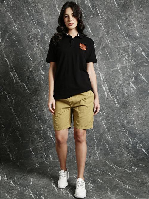 Khaki Slim Fit Solid Shorts