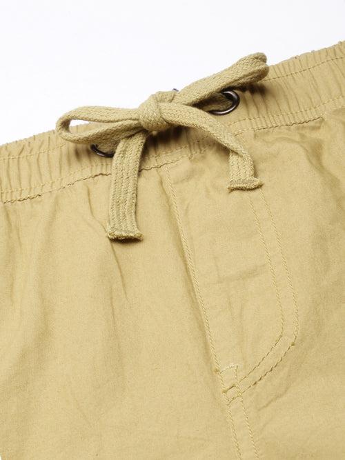 Khaki Slim Fit Solid Shorts