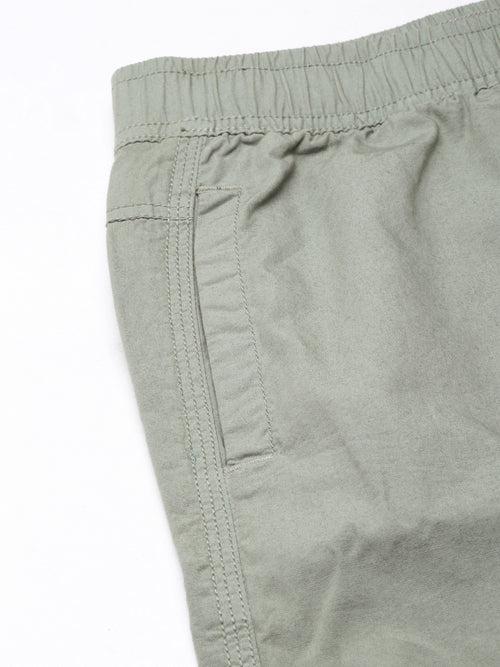 Light Green Slim Fit Solid Shorts