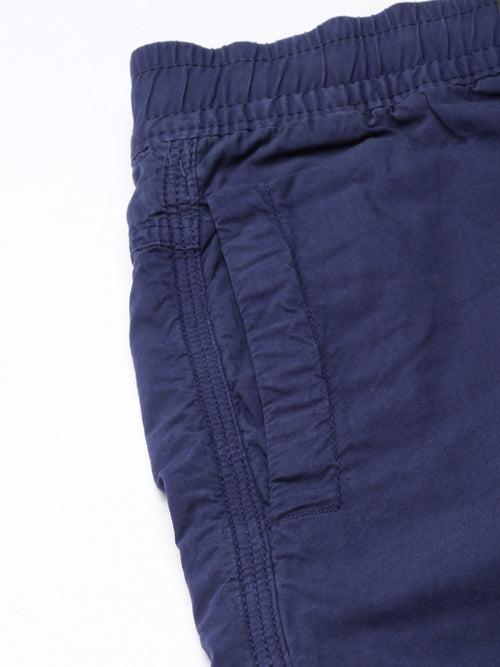 Mid-Night Blue Slim Fit Solid Shorts