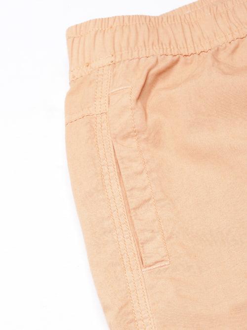 Sandy Pink Slim Fit Solid Shorts