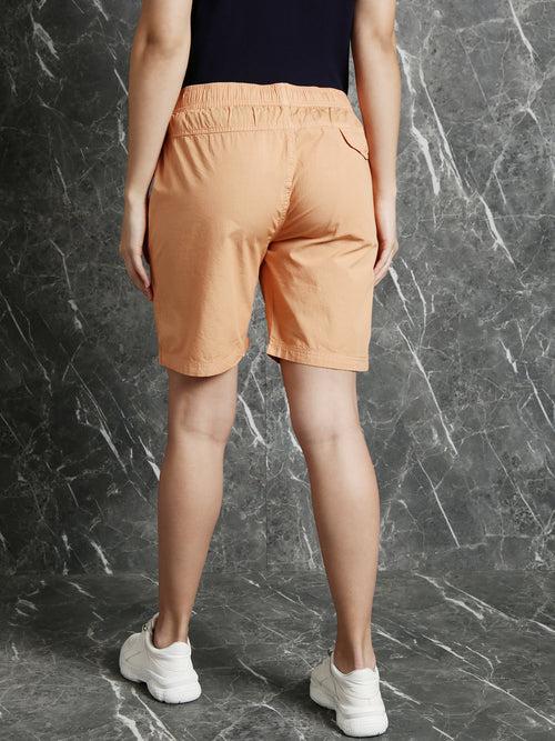Sandy Pink Slim Fit Solid Shorts