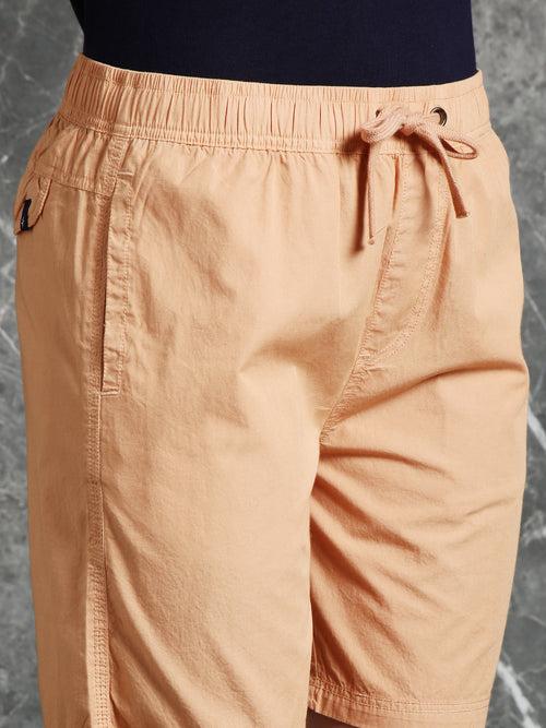 Sandy Pink Slim Fit Solid Shorts