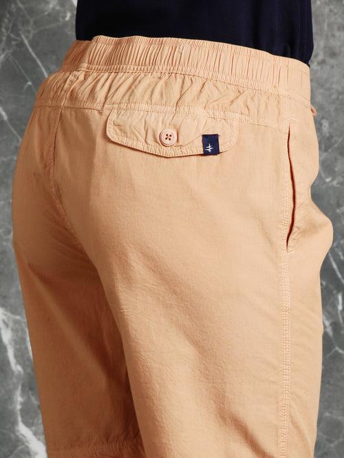 Sandy Pink Slim Fit Solid Shorts