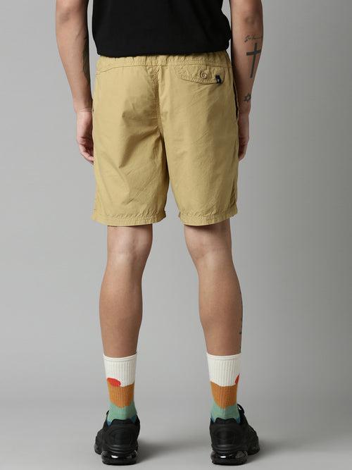 Khaki Slim Fit Solid Shorts