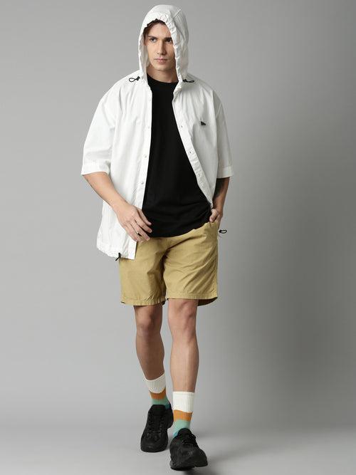 Khaki Slim Fit Solid Shorts