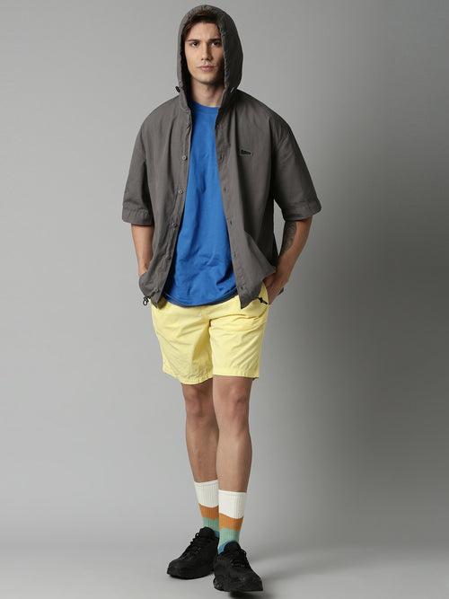 Blazing Yellow Slim Fit Solid Shorts