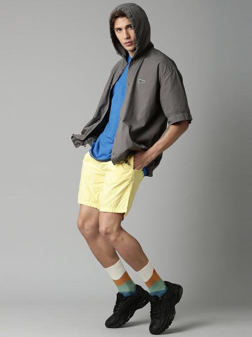 Blazing Yellow Slim Fit Solid Shorts