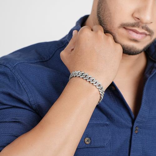 Signature Dimound Silver Cuban Bracelete