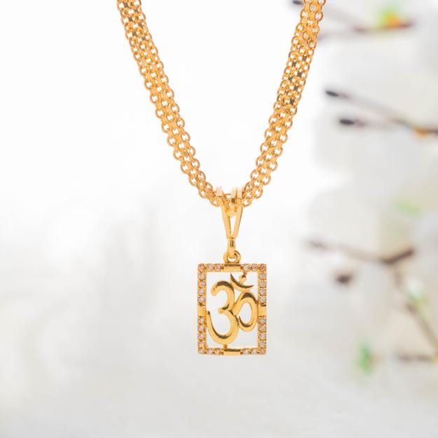 Gold Plated Chain With Ommansh diamond pedant