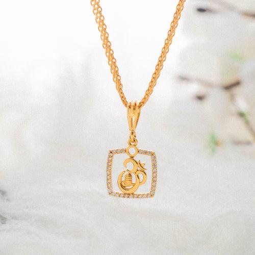 Gold Plated Chain With Shivaling diamond pedant