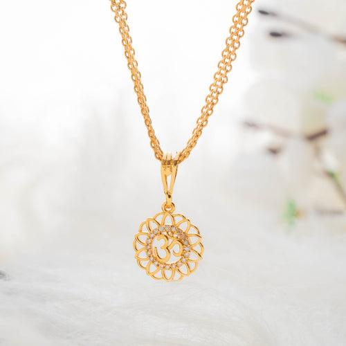 Gold Plated Chain With Rudransh Diamond Pedant