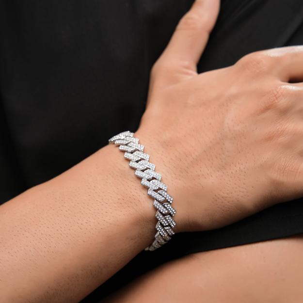 Signature Dimound Silver Cuban Bracelete