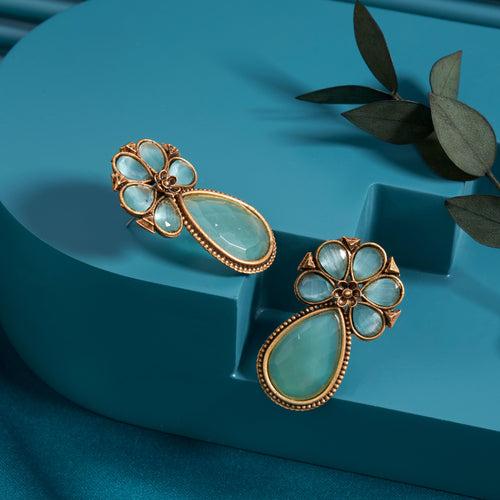 Gold-Toned Earrings with Eye-Catching Stone Detail