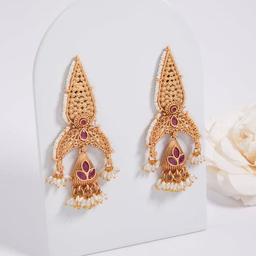 Gold-Toned Earrings with Eye-Catching Stone Detail