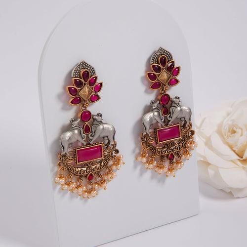 Gold-Toned Earrings with Eye-Catching Stone Detail