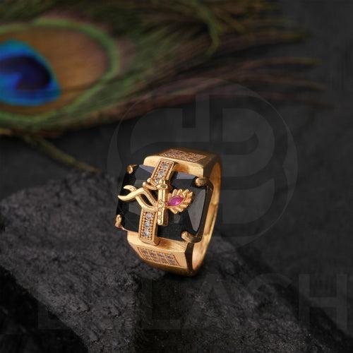 Gold Plated Black Stone Ring GPSR038