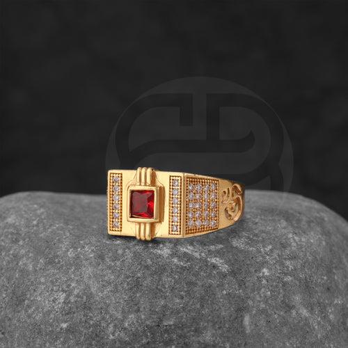 Gold Plated Red Stone Ring GPSR027