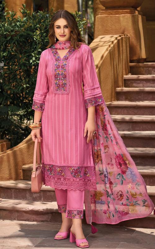 Kina Rose Embroidered Cotton Pakistani Suit Set