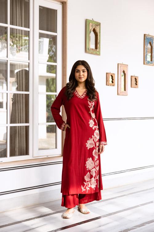 Shimoni Scarlet Printed Kurta Pant Set