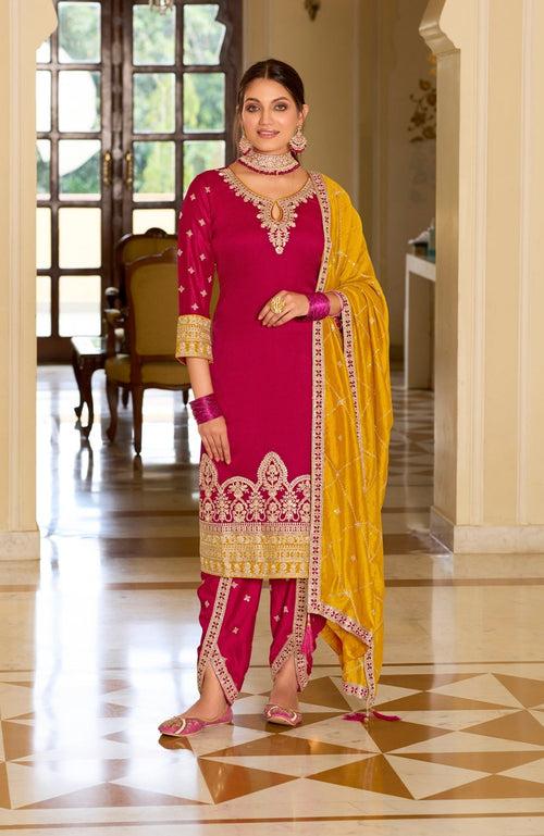 Saheli Crimson Full Heavy Work Premium Suit Set