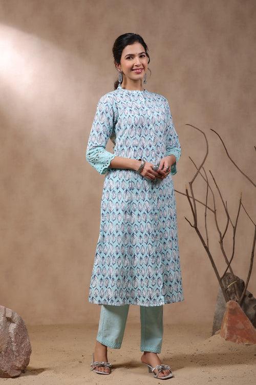 Rachna Pasteli Printed Cotton Kurta Pant Set