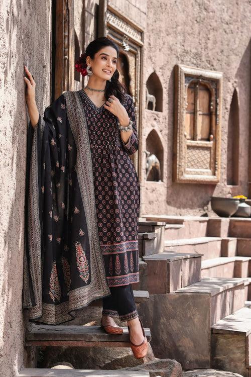 Gunjan Slate Cotton Suit Set