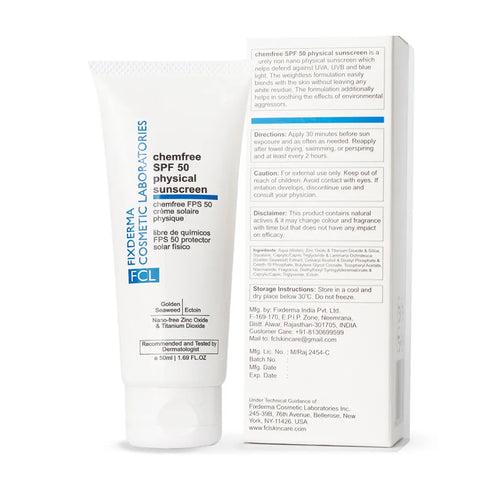 FCL Chemfree Physical Sunscreen SPF 50 for Oily and Acne Prone Skin | Mineral Sunscreen