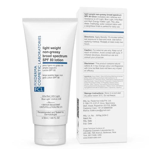 FCL Light Weight SPF 80 Sunscreen Lotion for Dry Skin and Sensitive skin For Men and Women