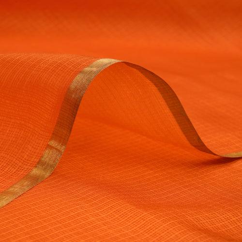 Orange Piece Dyed Kota Silk Fabric