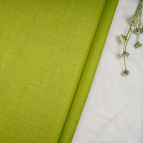 Parrot Green Dyed Handwoven Plain Matka Fabric