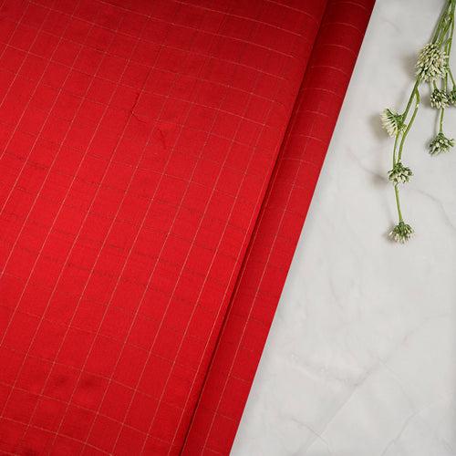 Red Dyed Check Pattern Fancy Silk Fabric