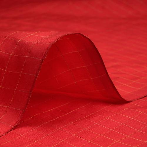 Red Dyed Check Pattern Fancy Silk Fabric