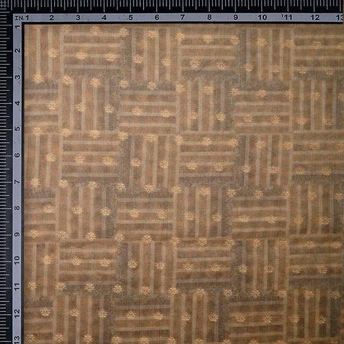 Beige-Gold All Over Pattern Screen Print Viscose Jacquard Fabric