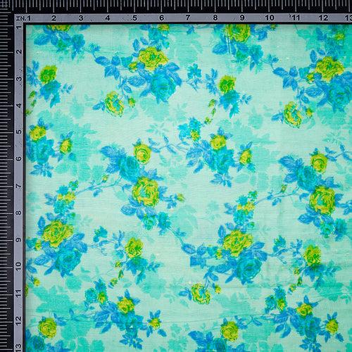 Brook Green Floral Pattern Screen Print Viscose Modal Fabric