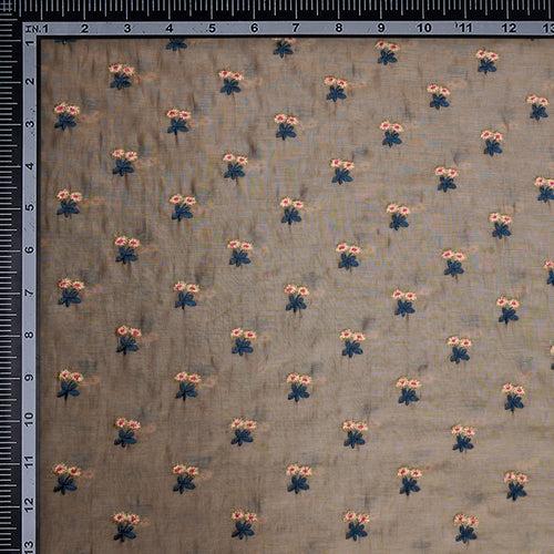 Doeskin Booti Pattern Thread Embroidered Chanderi Fabric