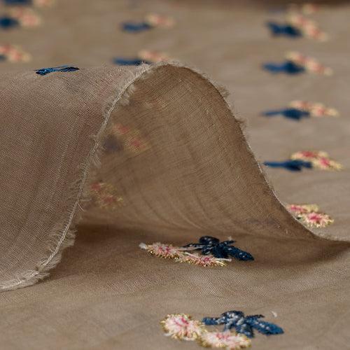 Doeskin Booti Pattern Thread Embroidered Chanderi Fabric
