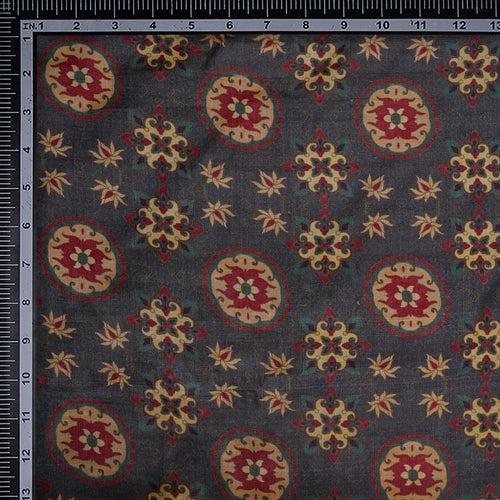 Multi Color Floral Pattern Pattern Digital Print Tusser Silk Fabric