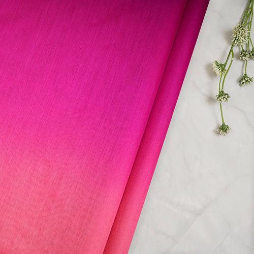 Pink Ombre Dyed Tussar Muga Fabric