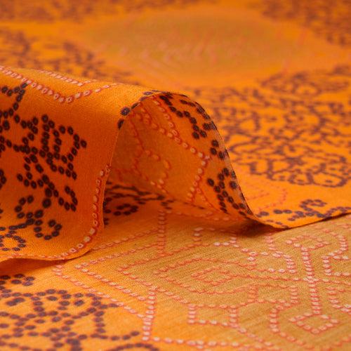 Mustard Bandhani Pattern Digital Print Voile Cotton Fabric