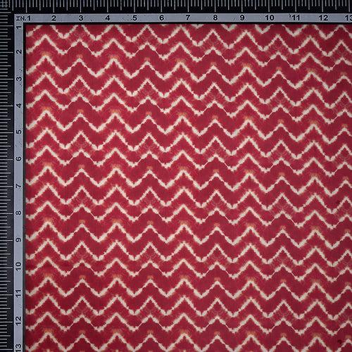 Claret Red Chevron Pattern Digital Print Cambric Fabric