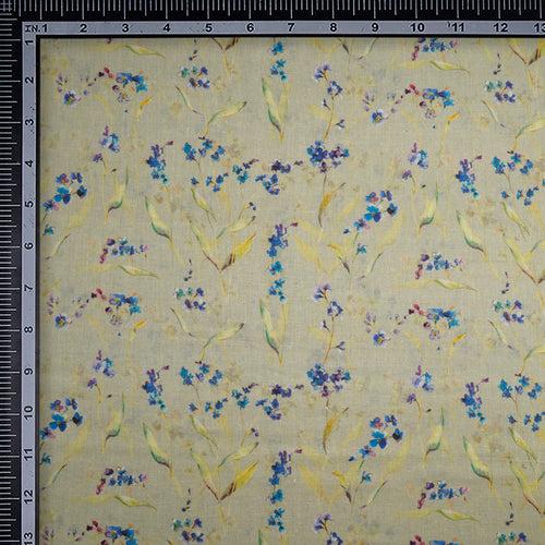 Tender Greens Floral Pattern Digital Print Handwoven Muslin Cotton Fabric