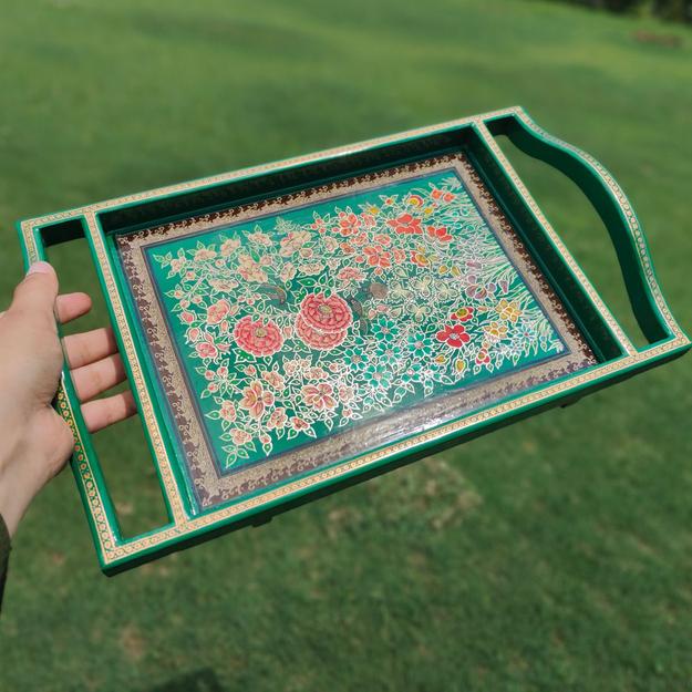 Sonth x Fayaz Ahmad Jan - Handpainted Tray in Green